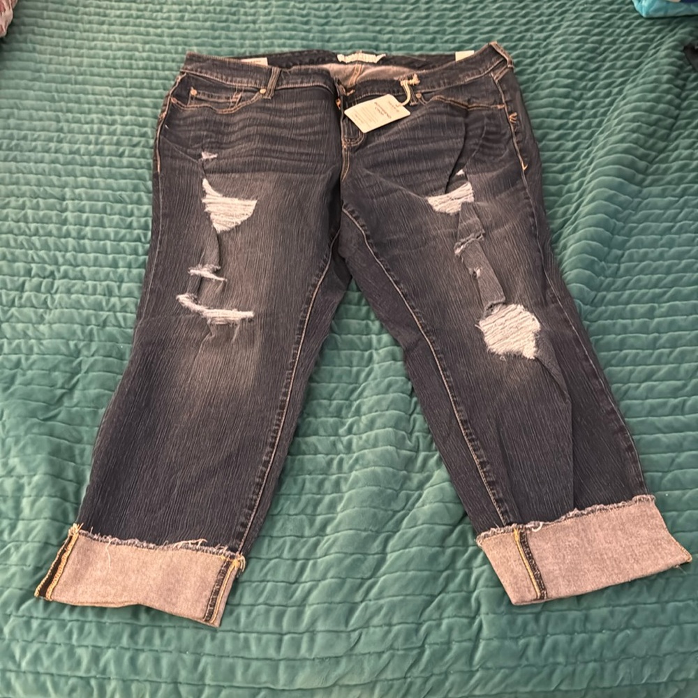 Torrid Distressed Cropped Denim Jeans